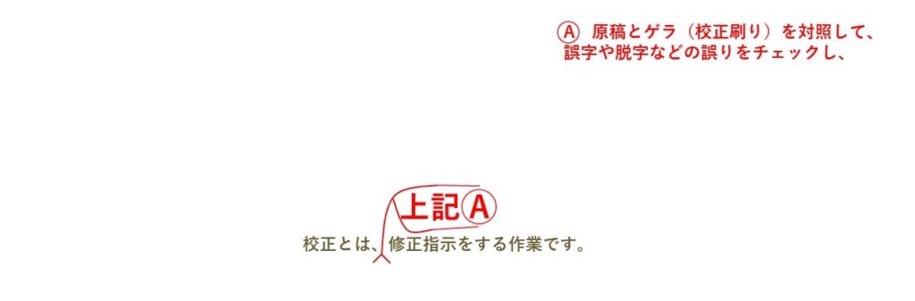 別の場所にAとして文章内容を記述している例