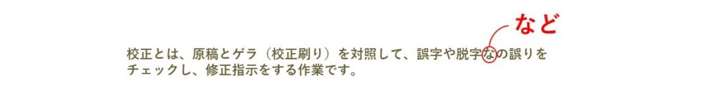 文字や記号を挿入する際に「文字・記号の修正」の校正記号を応用している例