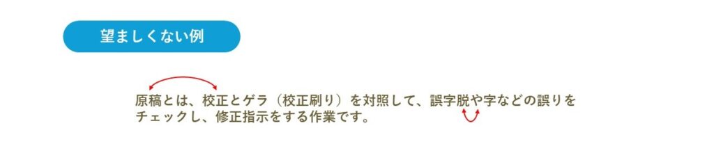 文字を入れ替える際に修正範囲の明示がない、望ましくない例